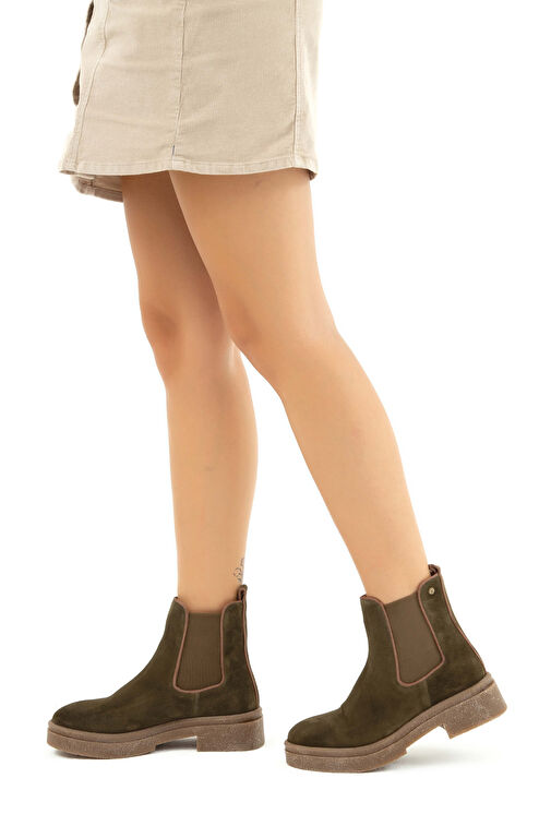 Tamer Tanca Kadın Hakiki Deri Yeşil Casual Bot - Görsel 4