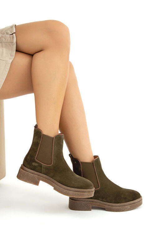 Tamer Tanca Kadın Hakiki Deri Yeşil Casual Bot - Görsel 6