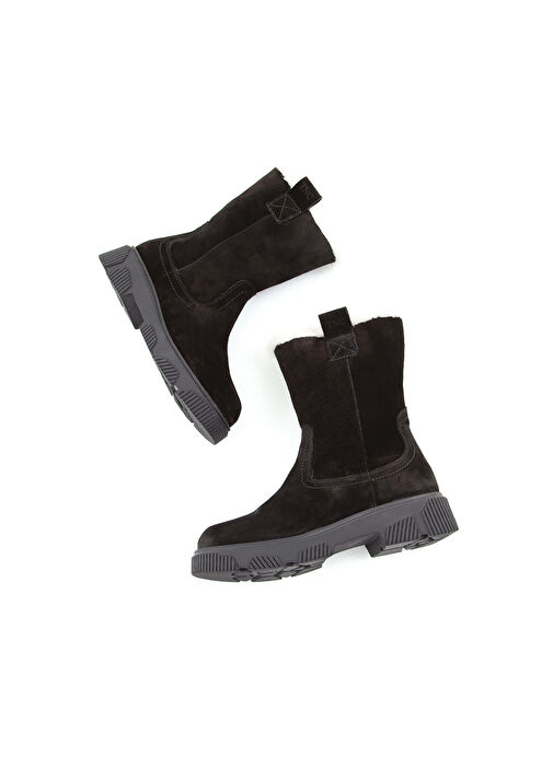 Tamer Tanca Kadın Hakiki Deri Siyah Süet Casual Bot - Görsel 7