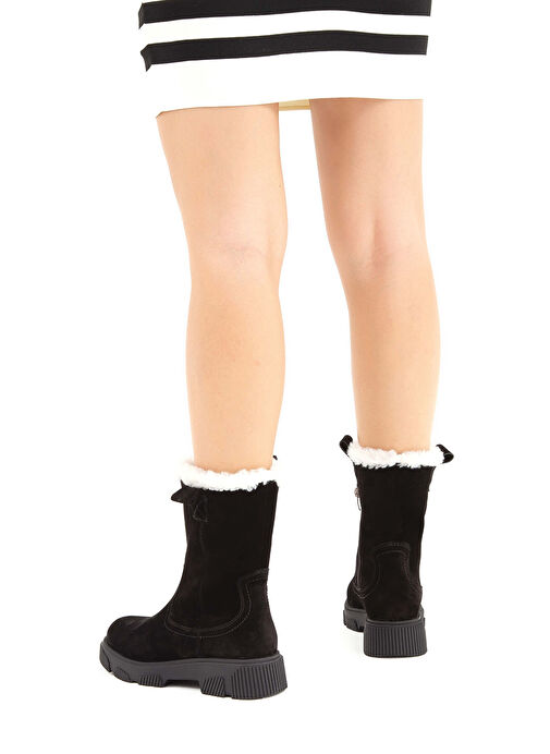 Tamer Tanca Kadın Hakiki Deri Siyah Süet Casual Bot - Görsel 9