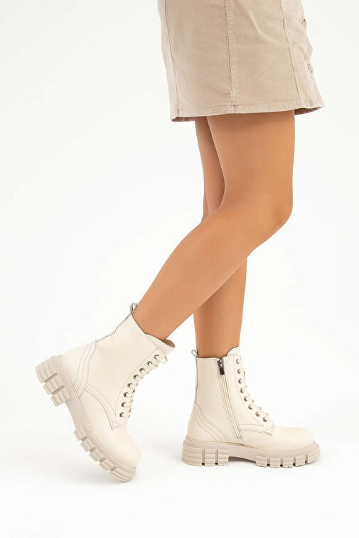 Tamer Tanca Kadın Hakiki Deri Bej POSTAL Bot - Görsel 2