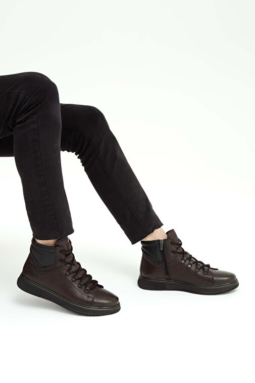 Tamer Tanca Erkek Hakiki Deri Kahverengi Casual Bot - Görsel 4