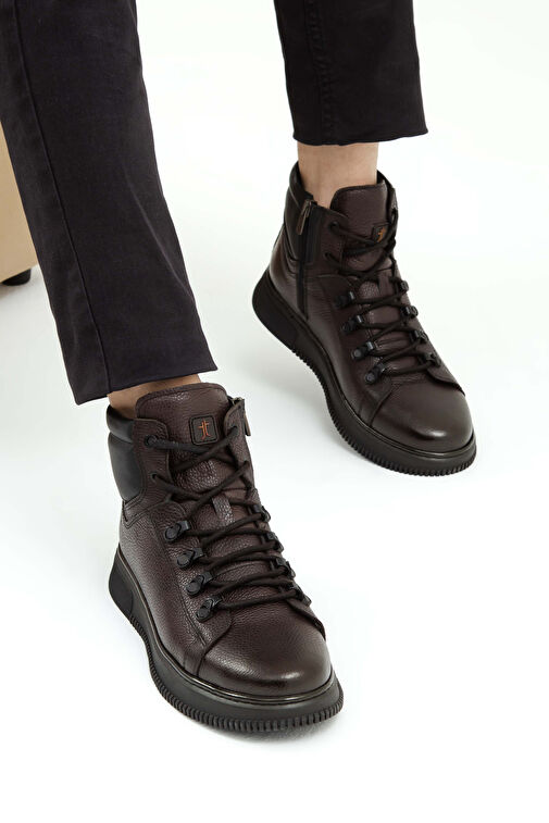 Tamer Tanca Erkek Hakiki Deri Kahverengi Casual Bot - Görsel 5