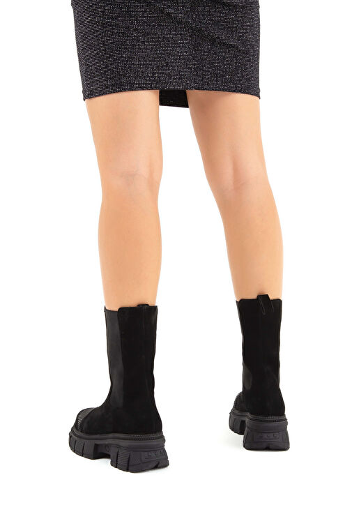 Tamer Tanca Kadın Hakiki Deri Siyah Süet Casual Bot - Görsel 3