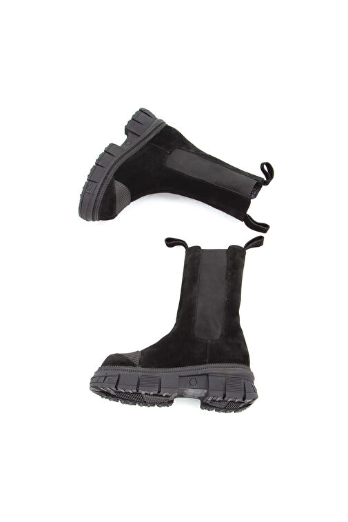 Tamer Tanca Kadın Hakiki Deri Siyah Süet Casual Bot - Görsel 9