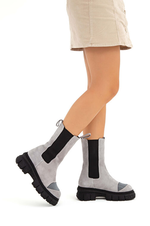 Tamer Tanca Kadın Hakiki Deri Gri Casual Bot - Görsel 2