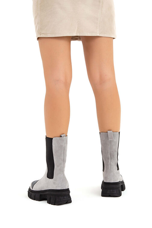 Tamer Tanca Kadın Hakiki Deri Gri Casual Bot - Görsel 3