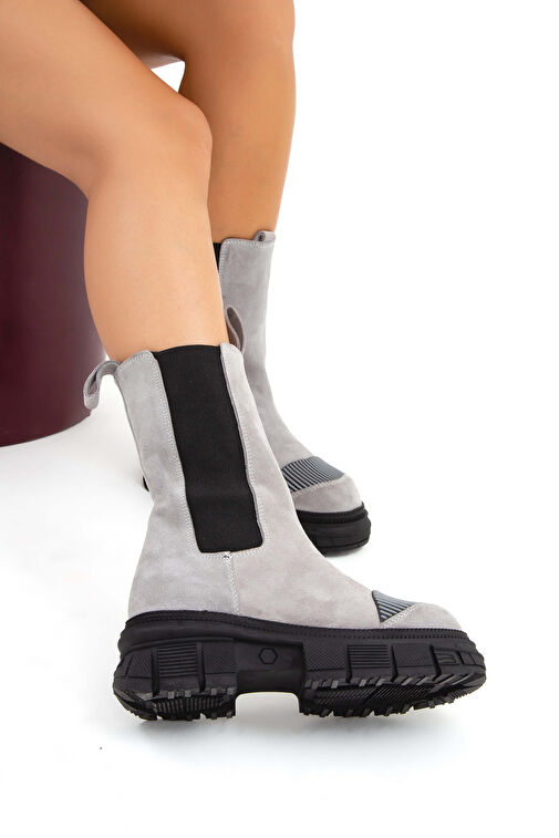 Tamer Tanca Kadın Hakiki Deri Gri Casual Bot - Görsel 5