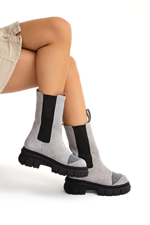 Tamer Tanca Kadın Hakiki Deri Gri Casual Bot - Görsel 6