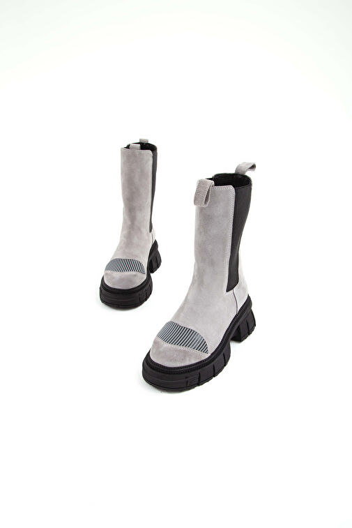 Tamer Tanca Kadın Hakiki Deri Gri Casual Bot - Görsel 7