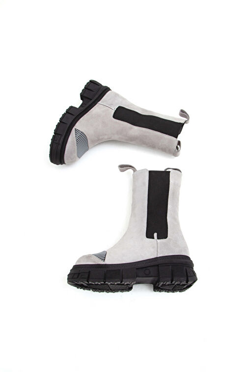 Tamer Tanca Kadın Hakiki Deri Gri Casual Bot - Görsel 9