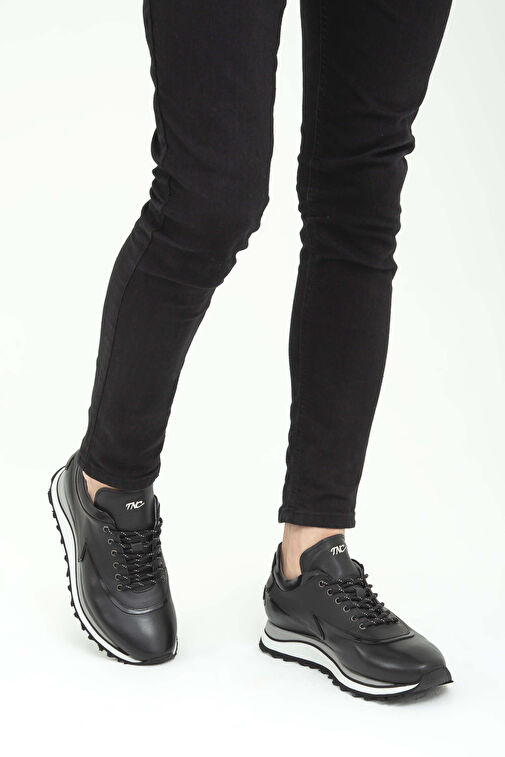 Tamer Tanca Erkek Hakiki Deri Siyah Sneakers & Spor Ayakkabı - Görsel 2