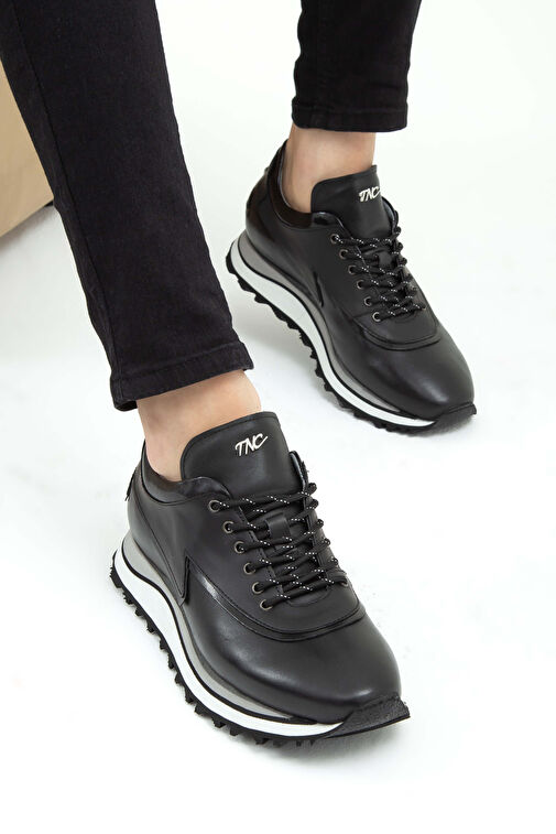 Tamer Tanca Erkek Hakiki Deri Siyah Sneakers & Spor Ayakkabı - Görsel 4