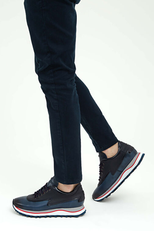 Tamer Tanca Erkek Hakiki Deri Lacivert Sneakers & Spor Ayakkabı - Görsel 2