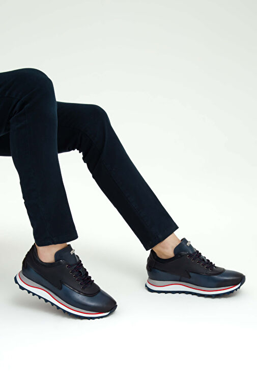 Tamer Tanca Erkek Hakiki Deri Lacivert Sneakers & Spor Ayakkabı - Görsel 3