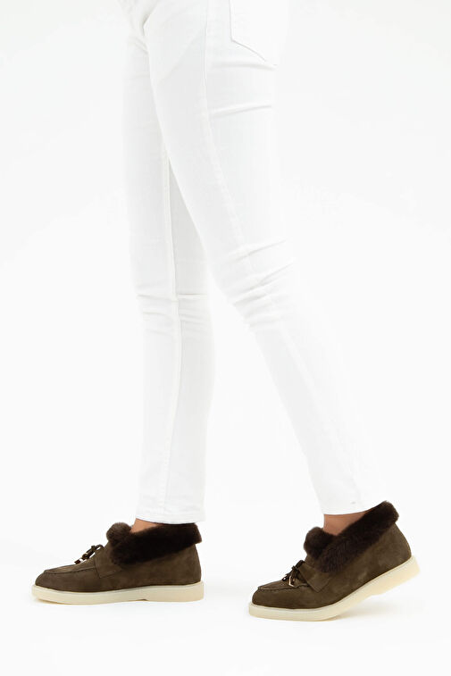 Tamer Tanca Kadın Hakiki Deri Yeşil Casual Bot - Görsel 4