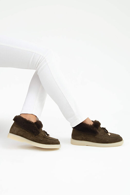 Tamer Tanca Kadın Hakiki Deri Yeşil Casual Bot - Görsel 5