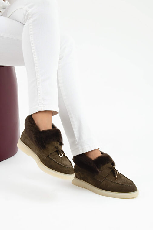 Tamer Tanca Kadın Hakiki Deri Yeşil Casual Bot - Görsel 6