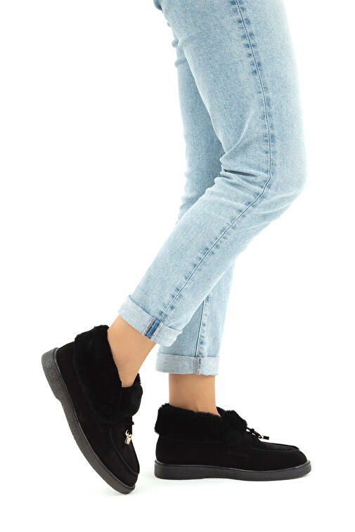 Tamer Tanca Kadın Hakiki Deri Siyah Casual Bot - Görsel 2