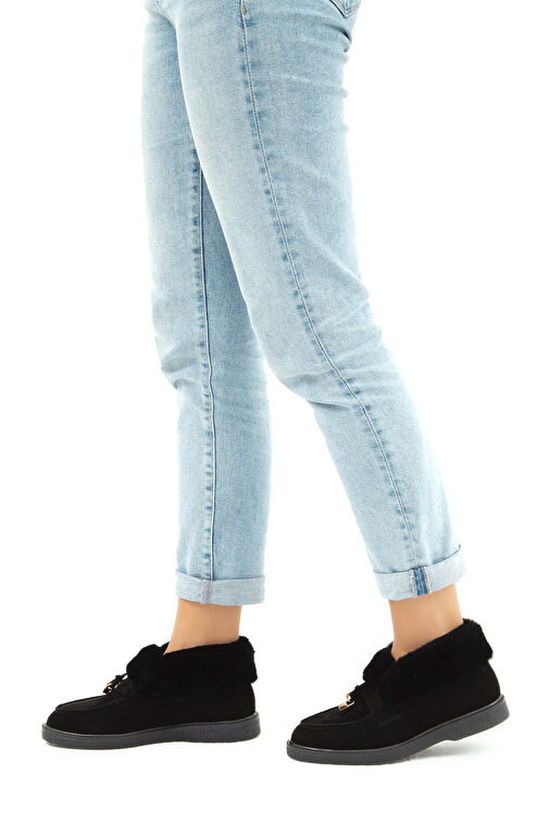 Tamer Tanca Kadın Hakiki Deri Siyah Casual Bot - Görsel 4