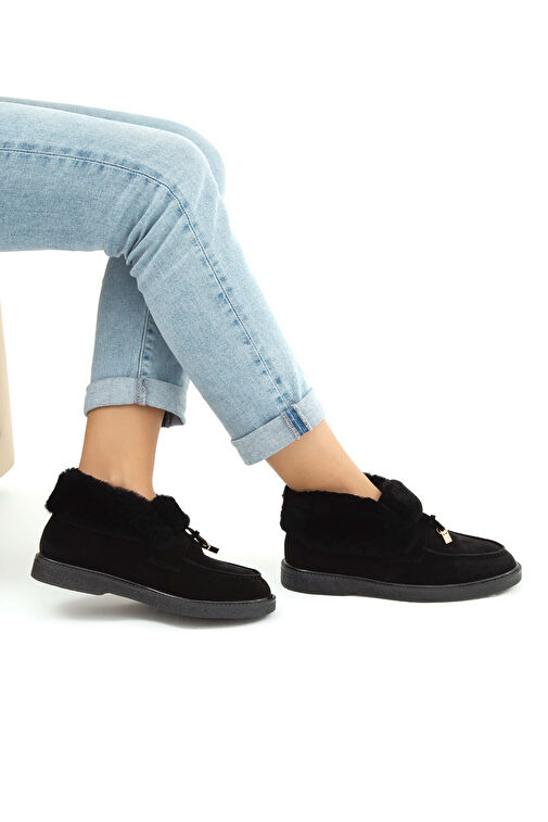 Tamer Tanca Kadın Hakiki Deri Siyah Casual Bot - Görsel 5