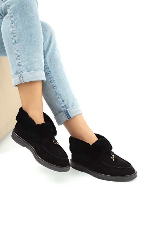 Tamer Tanca Kadın Hakiki Deri Siyah Casual Bot - Görsel 6