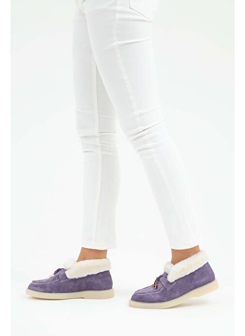 Tamer Tanca Kadın Hakiki Deri Mor Casual Bot - Görsel 7