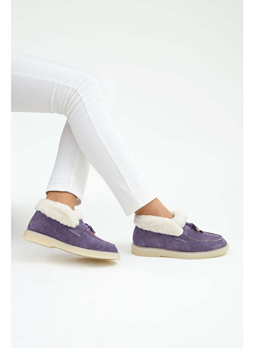 Tamer Tanca Kadın Hakiki Deri Mor Casual Bot - Görsel 8