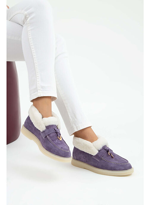 Tamer Tanca Kadın Hakiki Deri Mor Casual Bot - Görsel 9