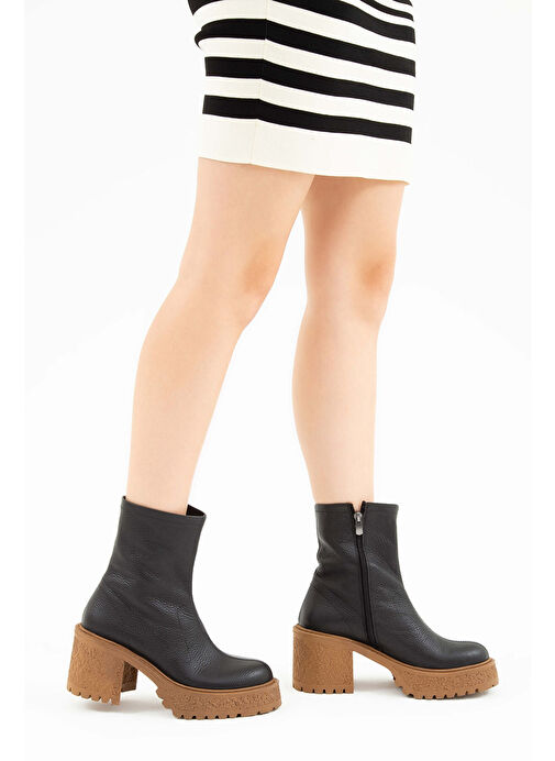 Tamer Tanca Kadın Hakiki Deri Siyah Casual Bot - Görsel 5