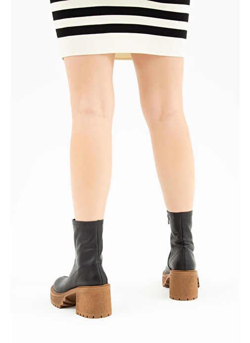 Tamer Tanca Kadın Hakiki Deri Siyah Casual Bot - Görsel 6