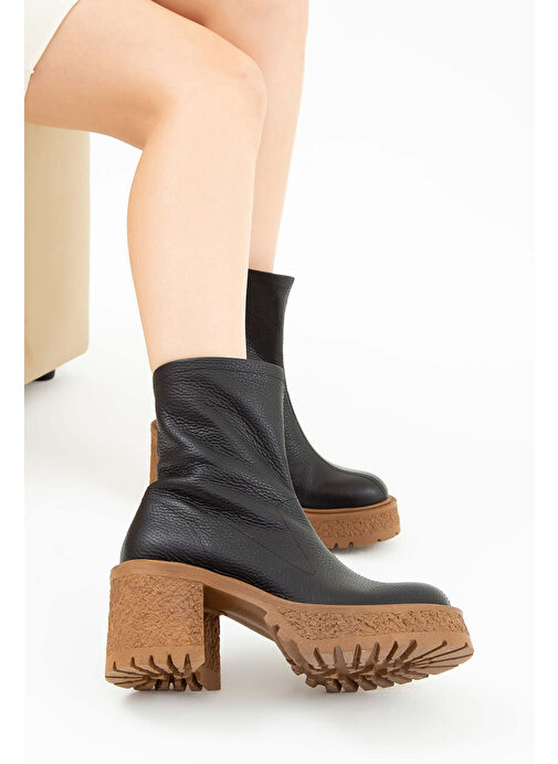 Tamer Tanca Kadın Hakiki Deri Siyah Casual Bot - Görsel 8