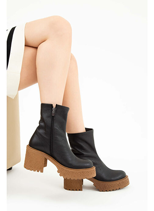 Tamer Tanca Kadın Hakiki Deri Siyah Casual Bot - Görsel 9