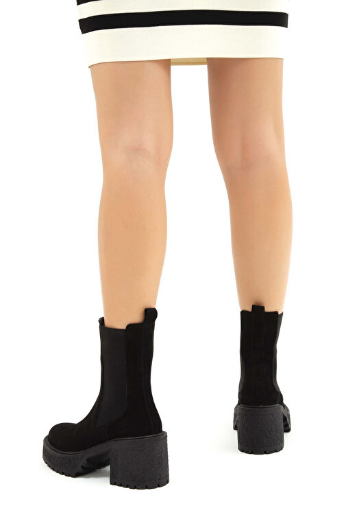 Tamer Tanca Kadın Hakiki Deri Siyah Süet Casual Bot - Görsel 3