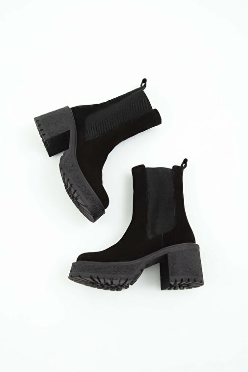 Tamer Tanca Kadın Hakiki Deri Siyah Süet Casual Bot - Görsel 9