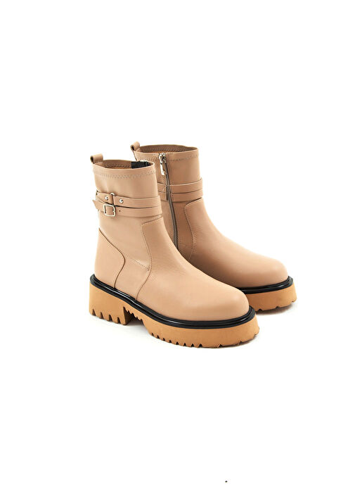 Tamer Tanca Kadın Hakiki Deri Bej Günlük Bot - Görsel 5