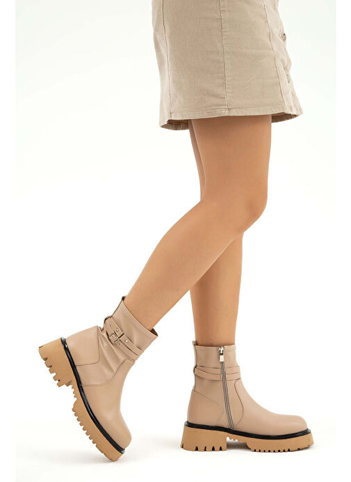 Tamer Tanca Kadın Hakiki Deri Bej Günlük Bot - Görsel 2