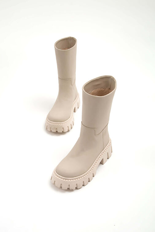 Tamer Tanca Kadın Suni Deri Bej Casual Bot - Görsel 7