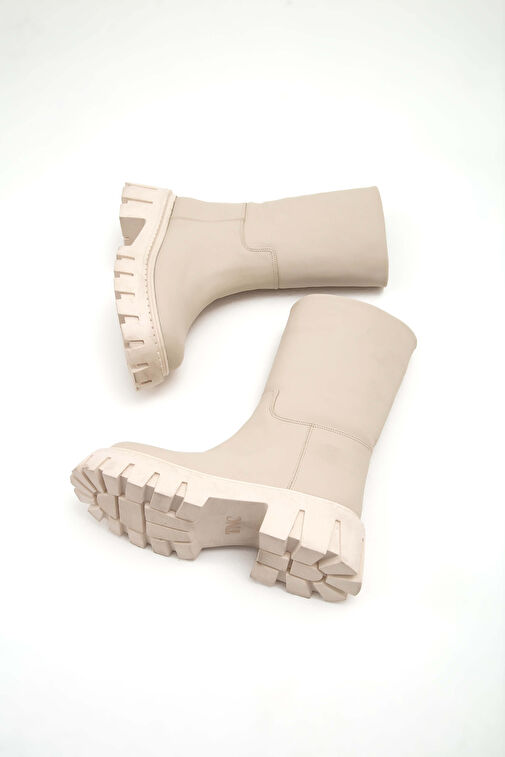 Tamer Tanca Kadın Suni Deri Bej Casual Bot - Görsel 9