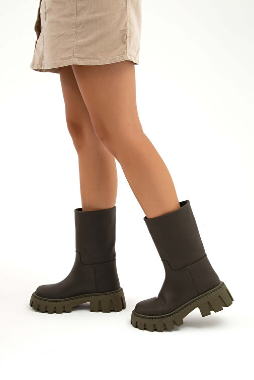 Tamer Tanca Kadın Suni Deri Yeşil Casual Bot - Görsel 4