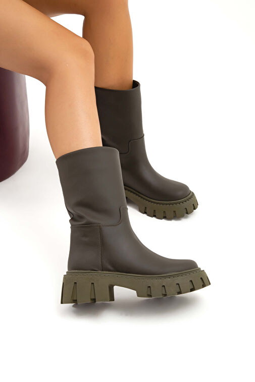 Tamer Tanca Kadın Suni Deri Yeşil Casual Bot - Görsel 5