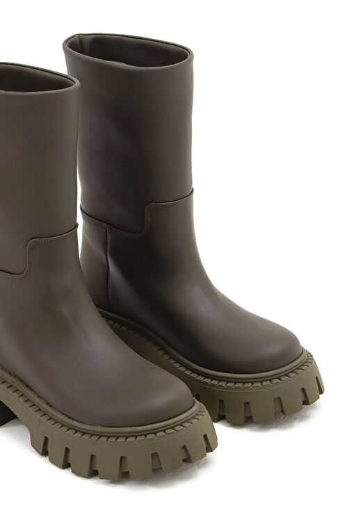 Tamer Tanca Kadın Suni Deri Yeşil Casual Bot - Görsel 8