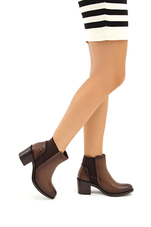 Tamer Tanca Kadın Suni Deri Kahverengi Günlük Bot - Görsel 2