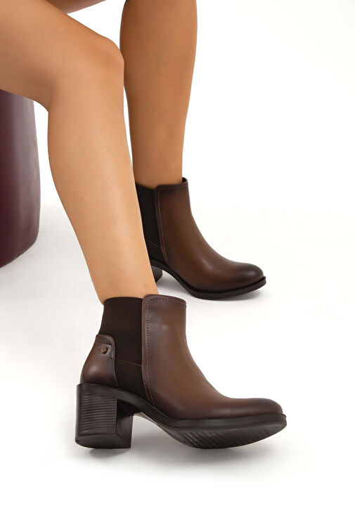 Tamer Tanca Kadın Suni Deri Kahverengi Günlük Bot - Görsel 5