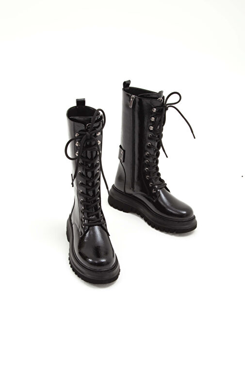 Tamer Tanca Kadın Suni Deri Siyah Rugan POSTAL Bot - Görsel 7