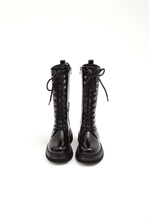 Tamer Tanca Kadın Suni Deri Siyah Rugan POSTAL Bot - Görsel 8