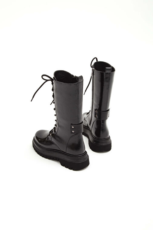 Tamer Tanca Kadın Suni Deri Siyah Rugan POSTAL Bot - Görsel 9