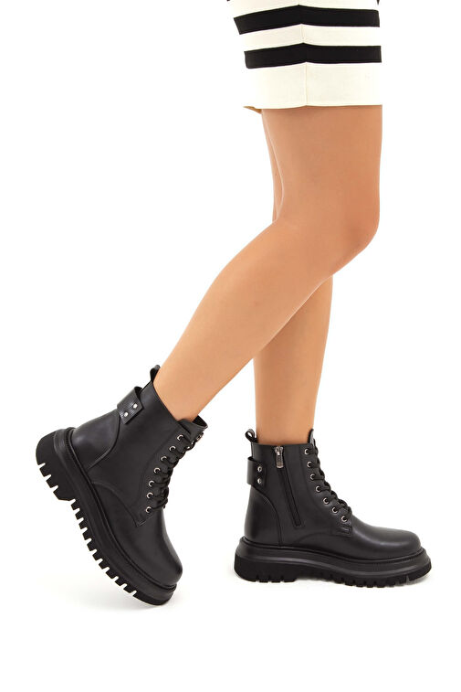 Tamer Tanca Kadın Suni Deri Siyah Casual Bot - Görsel 2