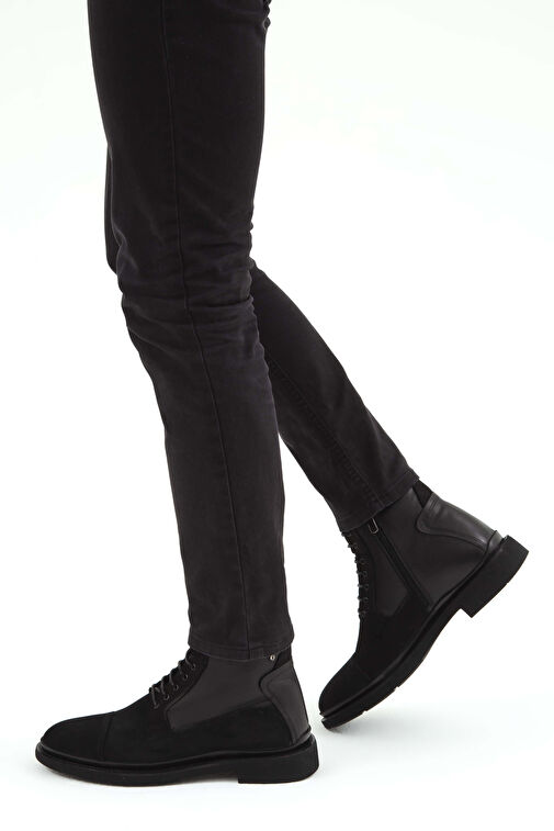 Tamer Tanca Erkek Hakiki Deri Siyah Nubuk POSTAL Bot - Görsel 2