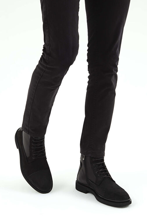 Tamer Tanca Erkek Hakiki Deri Siyah Nubuk POSTAL Bot - Görsel 3